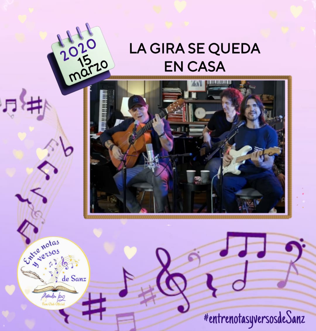El 15 de marzo de 2020, cuando el mundo se detuvo y las casas se llenaron de silencio, la música nos abrazó con “La gira se queda en casa” Gracias!! <a href="/AlejandroSanz/">Alejandro Sanz</a>  y <a href="/JUANES/">JUANES</a> por convertir el confinamiento en un momento de unión 🎶❤️
<a href="/NotasVersosSanz/">Entre Notas y Versos de Sanz</a>
<a href="/seitrackes/">SeitrackES</a>
<a href="/SonyMusicSpain/">Sony Music Spain</a>