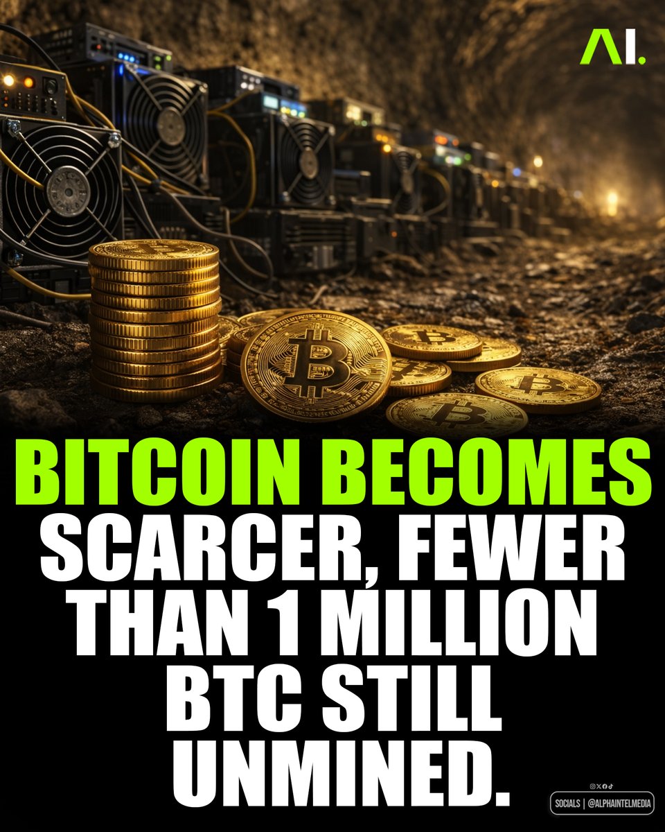 AlphaIntelMedia's tweet photo. Supply of Bitcoin successfully mined has now officially surpassed the 20 million BTC mark on Monday (9/3). Based on on on on-chain data on 939,999, the historic achievement occurred approximately 17 years and 2 months since the genesis block was first created in January 2009. Considering the maximum supply limit which is permanently peaked at 21 million, there is now less than 1 million BTC remaining in the market. The thinning of this remaining supply is driven by the Bitcoin protocol mechanism that systematically slows down the speed of the issuance of new coins. Currently, the mining reward or block reward is at 3,125 BTC per block. This printing rate is expected to decrease further with the next halving agenda scheduled for next April 2028.

Interestingly, the remaining 1 million BTC is estimated to take a very long time, i.e. more than 100 years, to be mined completely. The last unit of Bitcoin is even newly projected to be created in the coming year 2140. This absolute scarcity is believed to further strengthen Bitcoin's position as a long-term asset store of value, as well as a protector amid rising global inflation.