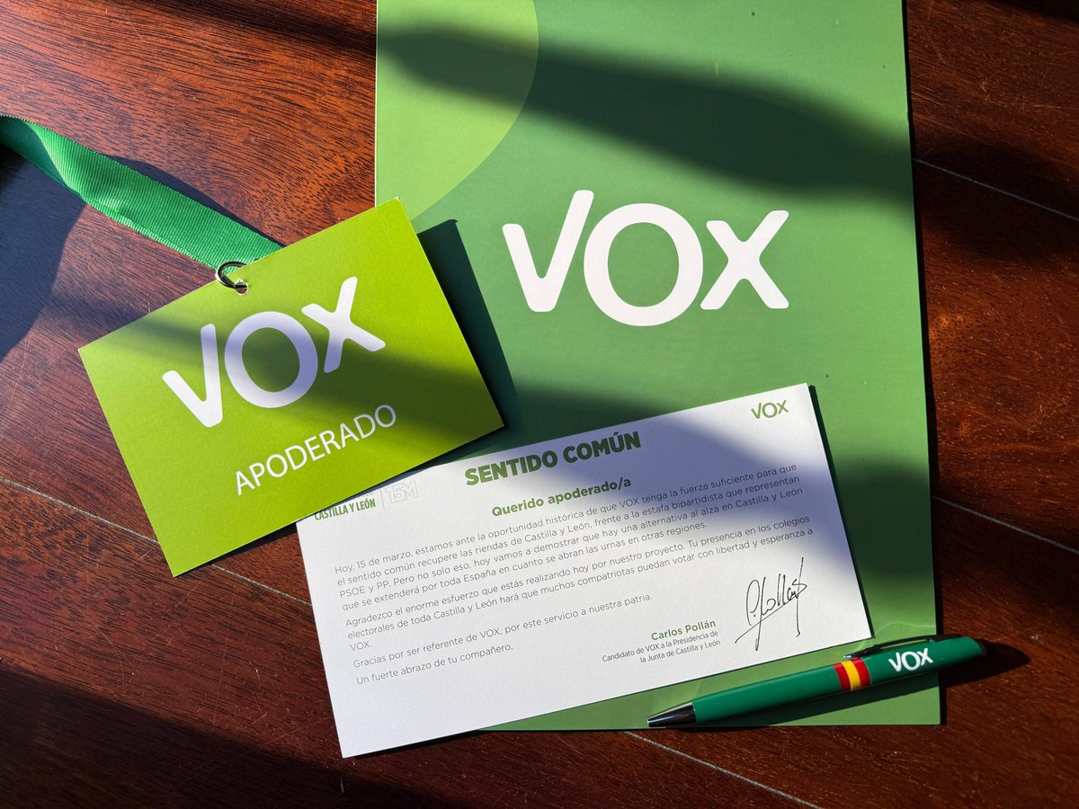 ¡Fuerza y ánimo a todos los apoderados de VOX que velarán para que las Elecciones de Castilla y León sean limpias y transparentes! 

⚠️ Si ocurre una incidencia no dudes en ponerte en contacto con alguno de ellos, con el presidente de la mesa electoral o con la Policía.