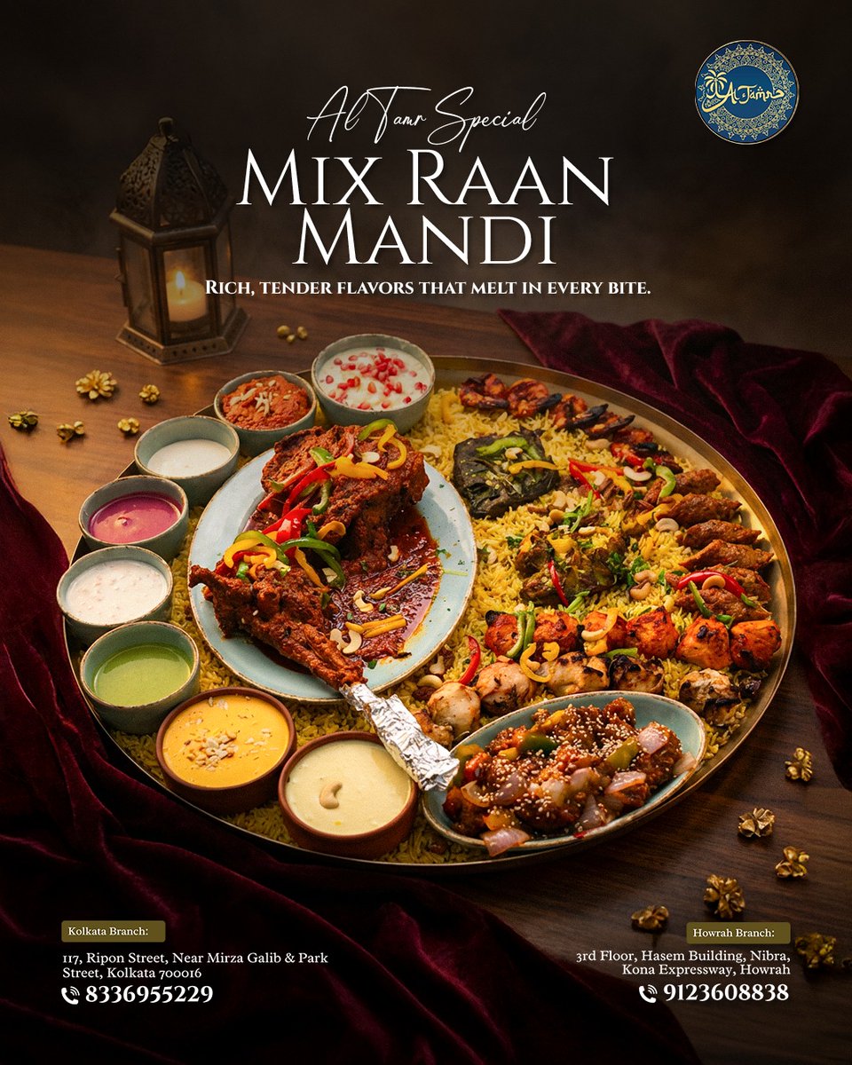 Altamr12's tweet photo. 🍽️ Experience the true essence of Arabian cuisine.
Our Signature Mix Raan Mandi brings rich spices, tender meat &amp; aromatic rice together.
Only at Al Tamr.
#MixRaanMandi #ArabianFlavors #AlTamr https://t.co/HyyWVPQGqD