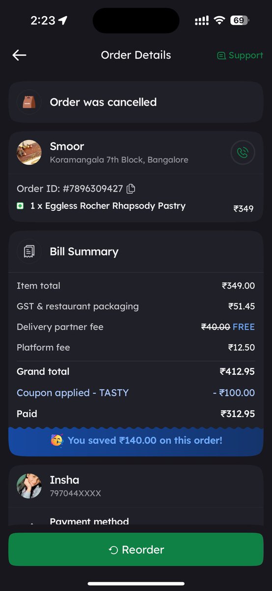 Insha302's tweet photo. My order was cancelled and the money was deducted, first it was showing 3-5 days and now 7-8 days.. ! Why will i wait for so long to get my refund back???? I need instant resolution on this @zomatocare @zomato https://t.co/bMP4yoKITU