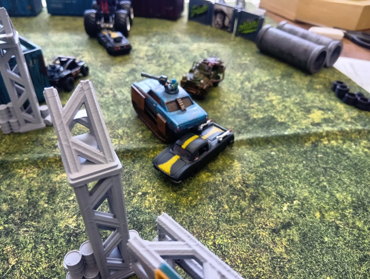 davidlee74's tweet photo. I played a couple of games of Gaslands.  A death race and an arena of death. It was all quite chaotic but a lot of fun. https://t.co/B7uDQpRw1k