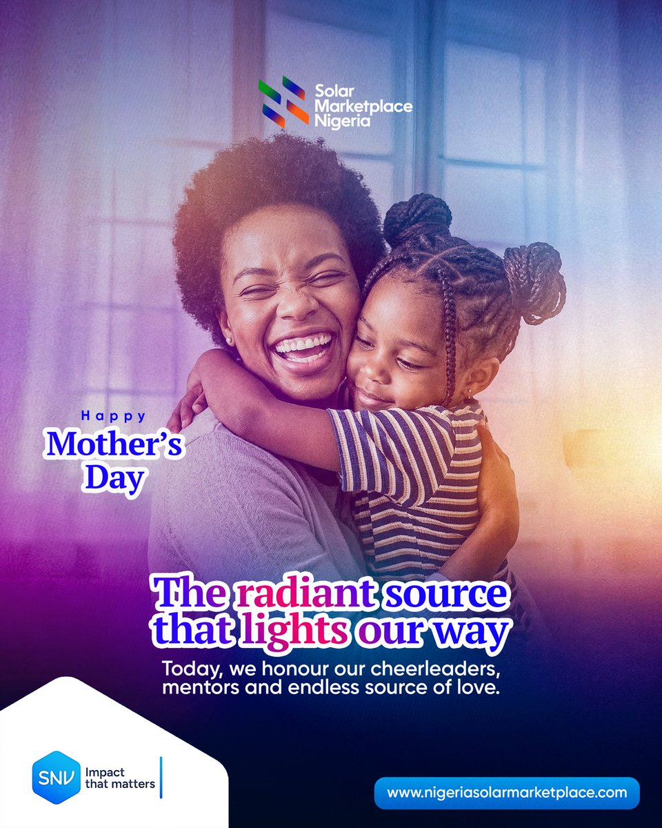 Her love.
Her strength.
Her endless care.

Today we celebrate every amazing mother.
Happy Mother’s Day. 

#MothersDay #snv #nigeriasolarmarketplace