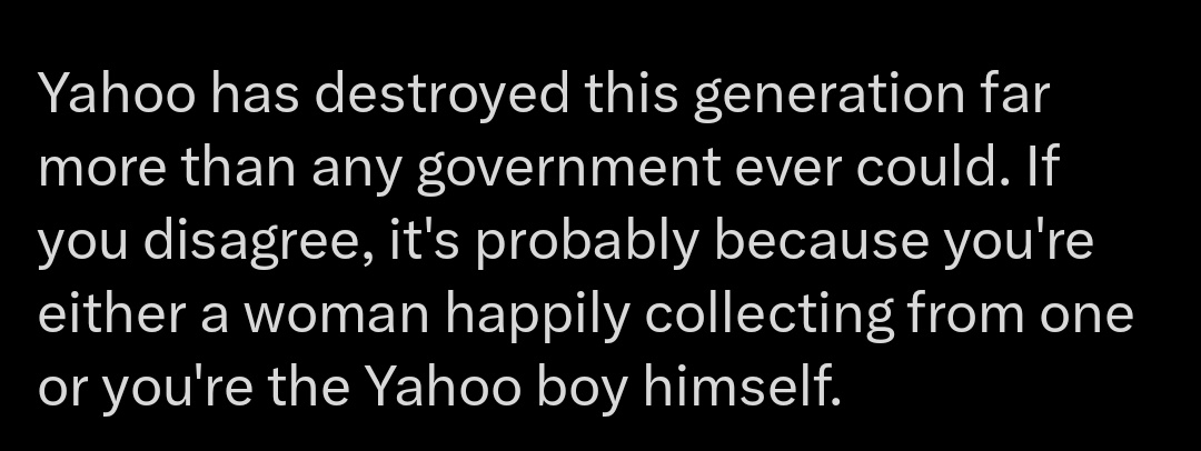 Bro_behave's tweet photo. @GloriousGod01 I agree with everything except this line. And I'm not a yahoo boy or a beneficiary https://t.co/kNqiugD6dV