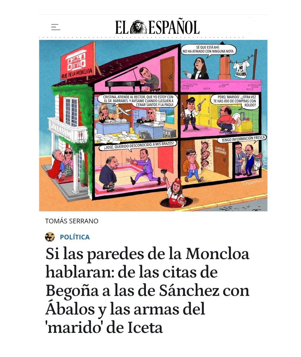 MEGACORRUPCIÓN DEL GOBIERNO 
CORRUPCIÓN EN LA FAMIGLIA 

‼️‼️ Si las paredes de la Moncloa hablaran: de las citas de Begoña a las de Sánchez con Ábalos, las armas del 'marido' de Iceta, el hermanísimo allí escondido mientras decía tesidir dn Portugal...

archive.today/ALer7