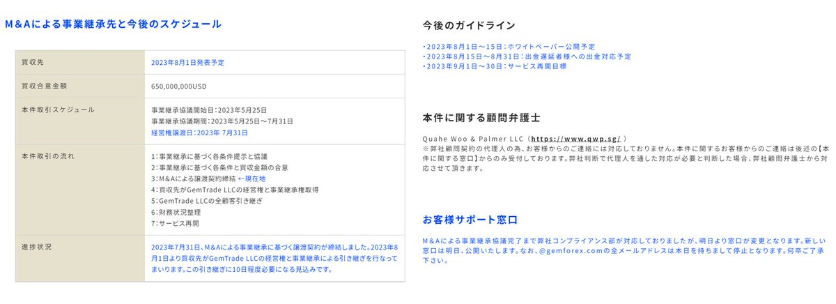 GemforexJ56136's tweet photo. GEMFOREX（Gemtrade LLC）が、GalaxyDaoのM&amp;Aを仲介したとされるシンガポールの法律事務所QWPから、「仲介した記録はない。」と回答がありました。CCJとFSAに追加で事実確認結果を連絡しとくかな🙄QWPも勝手に名前使われたことになるから、GEMの関係者は虚偽でQWPからも追われることになるのかな🙄 https://t.co/tLMrZLSvsY