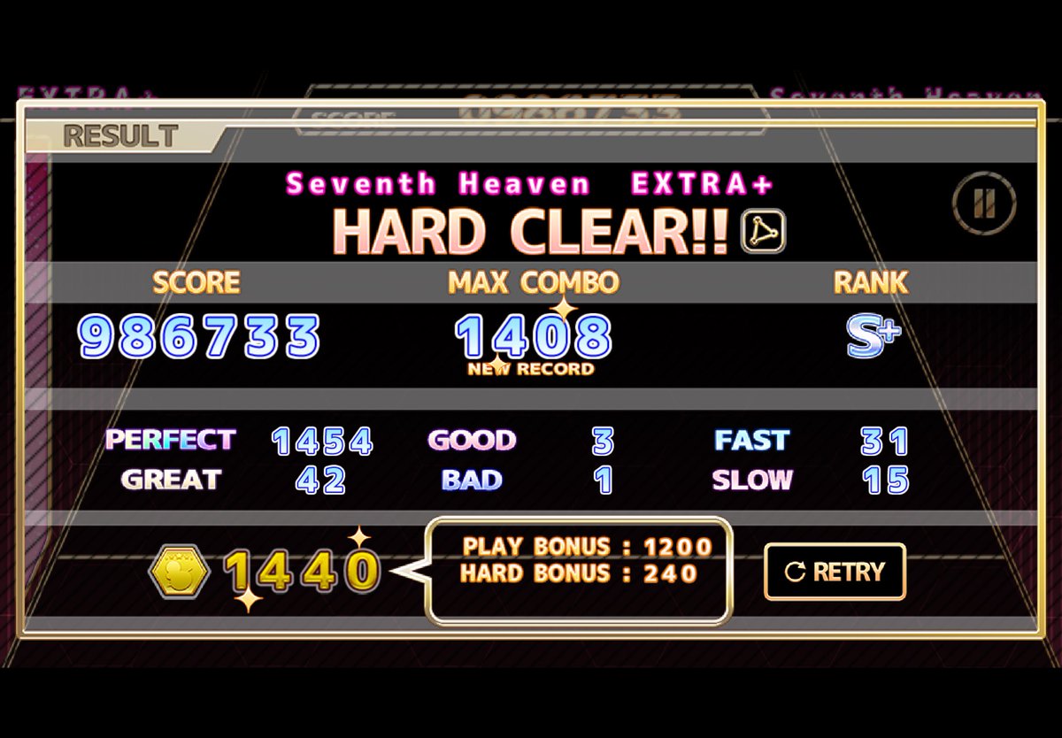 karasi1i's tweet image. 【ChainBeeTをプレイ】
Seventh Heaven(EXTRA+)をHard Clear!!
#ChainBeeT
惜しい
