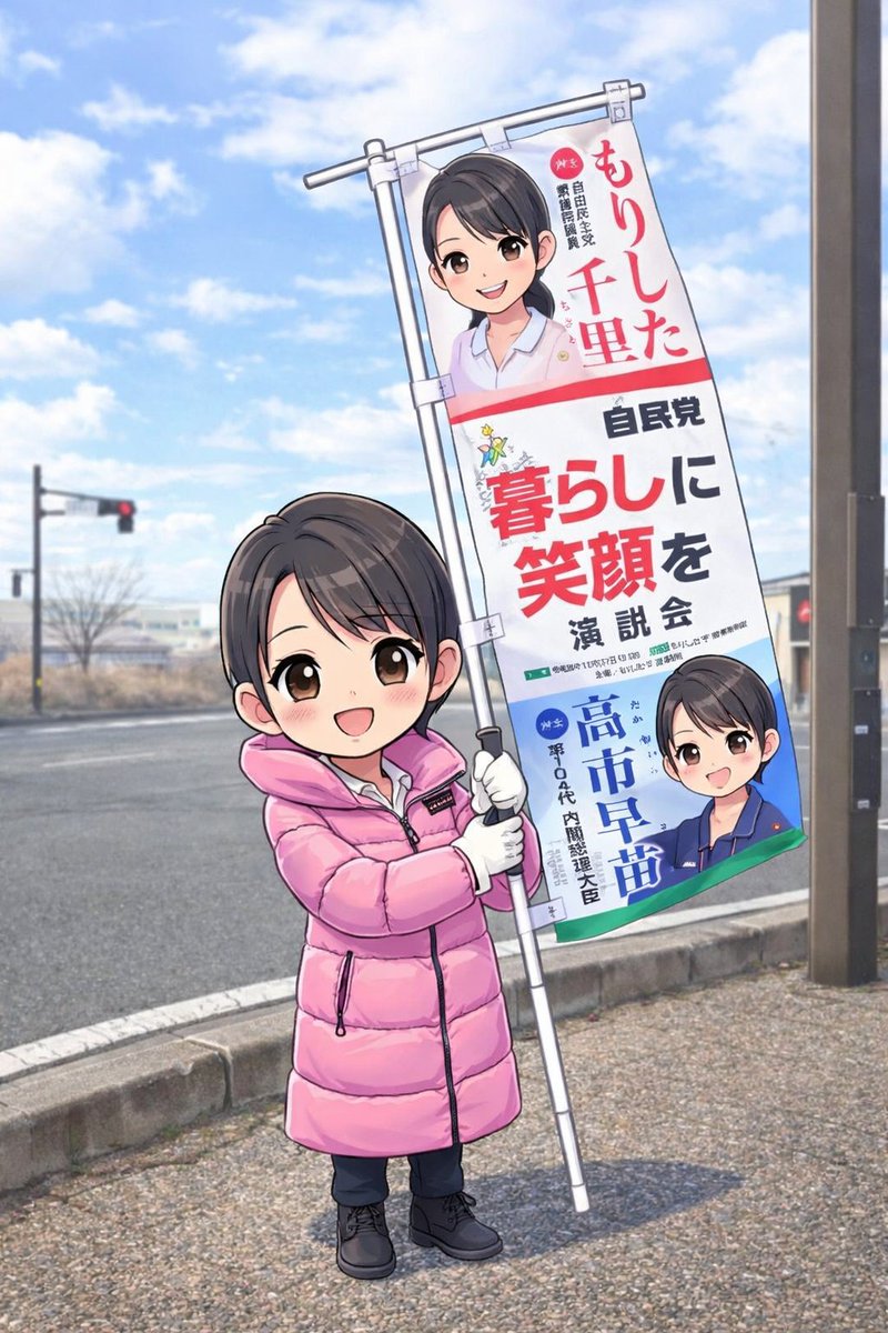 SRAWRATS_2010's tweet photo. 今日もまた辻立ちしている森下千里さんにエールを送ろう‼️
#自由民主党
#もりした千里 https://t.co/t9KkhxqJvg