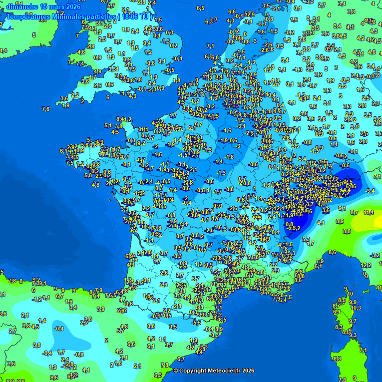 🥶Les gelées était fréquentes ce dimanche matin au réveil. Les températures observées était inférieur de 3-4°C en dessus des normales saisonnière !