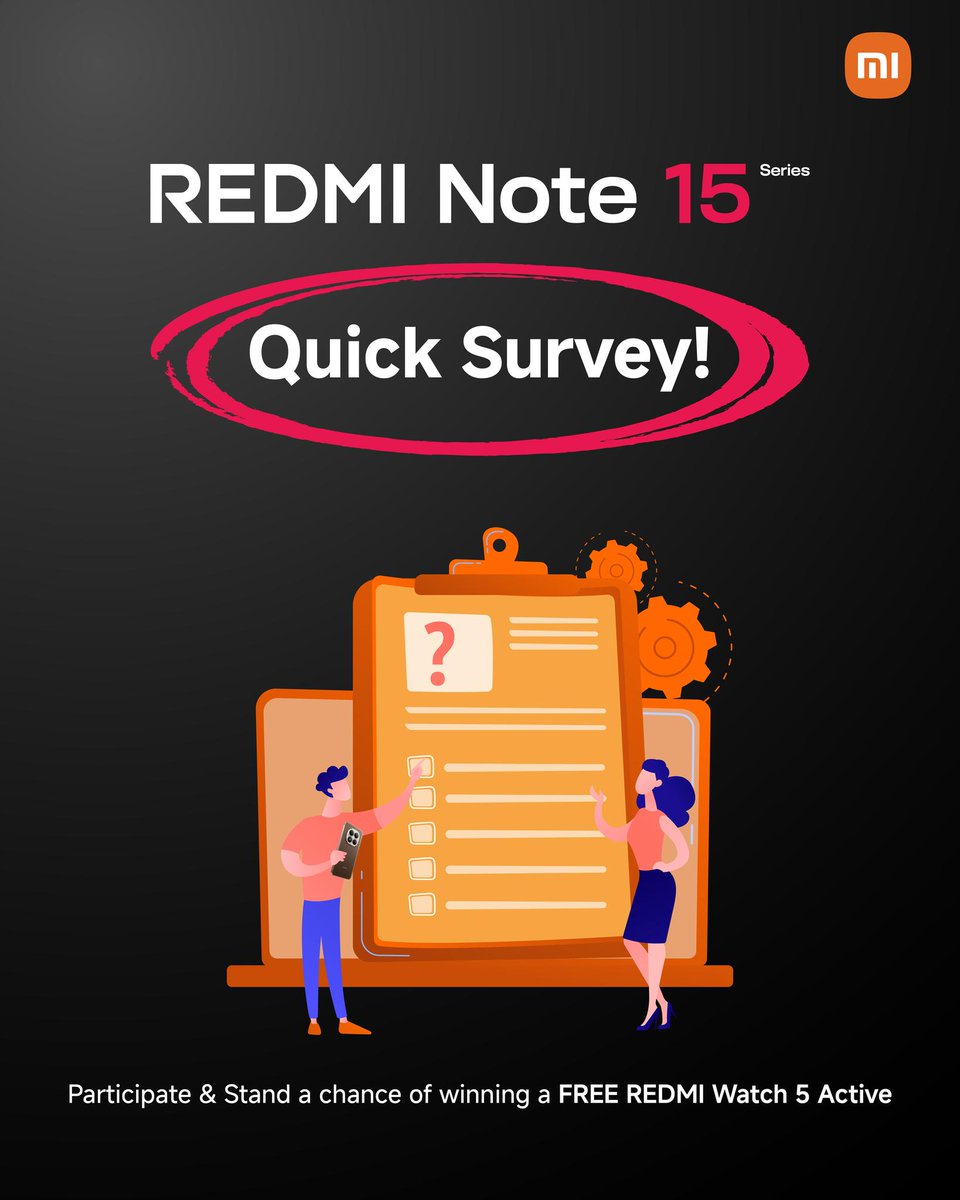 Xiaomi_Kenya's tweet image. Hey Xiaomi Fans! 📷

We want to hear from you.

Please take a few minutes to share your thoughts on REDMI Note 15 Series—and you could win a #REDMIWatch5Active! 📷

Click Here: forms.gle/nBVd164bycCsYX…

#REDMINote15Series
#Survey
#XiaomiFans