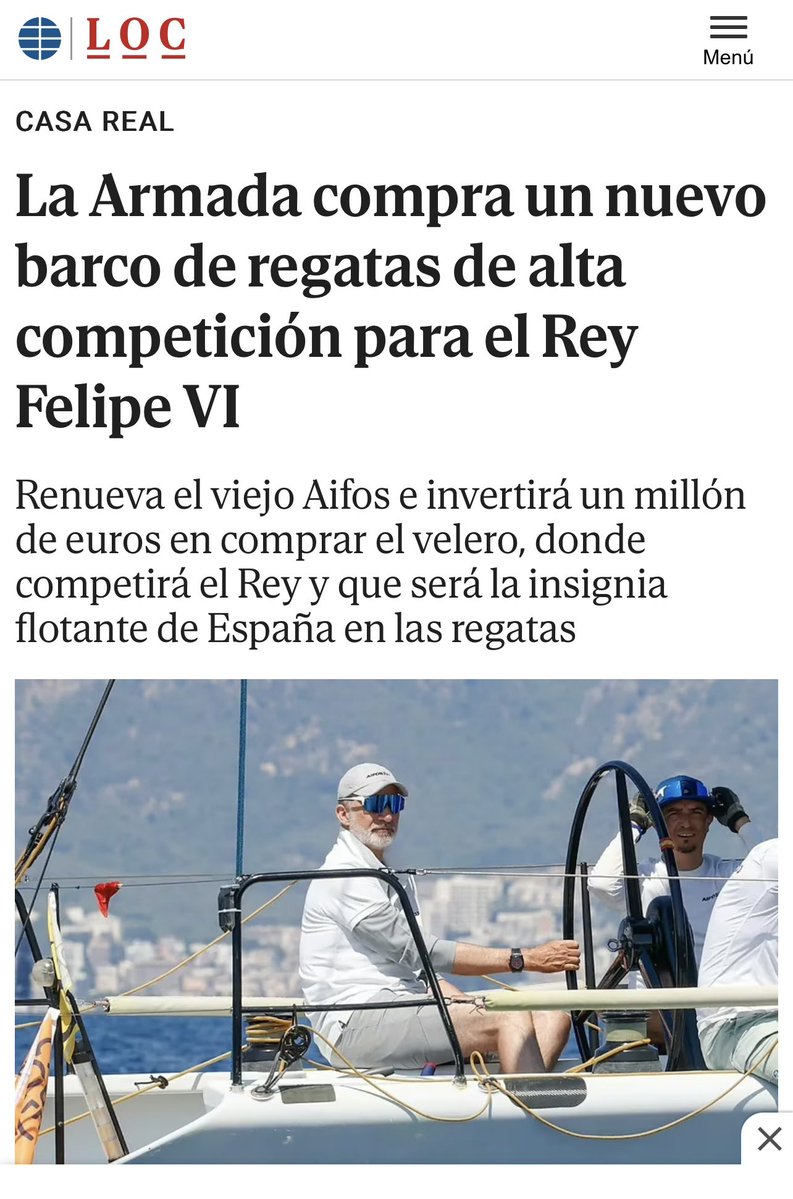 Por lo visto el anterior se había quedado desfasado y el hombre no rendía en las regatas como un monarca español debería.
Afortunadamente, tal infamia ya ha sido solventada.