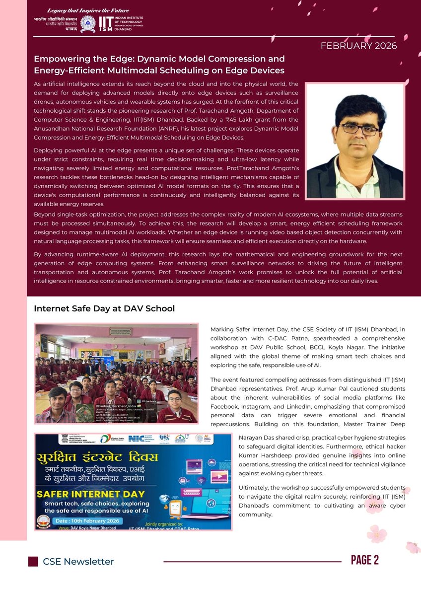 cse_iitism's tweet photo. The February 2026 edition of BYTE STREAM is here!
From achievements to events & student stories - dive into the highlights that capture the vibrant spirit of our CSE Department.
#ByteStream #CSEDiaries #CampusVibes
#TechTales #StudentSpotlight
#Newsletter https://t.co/PDmYC0U76I