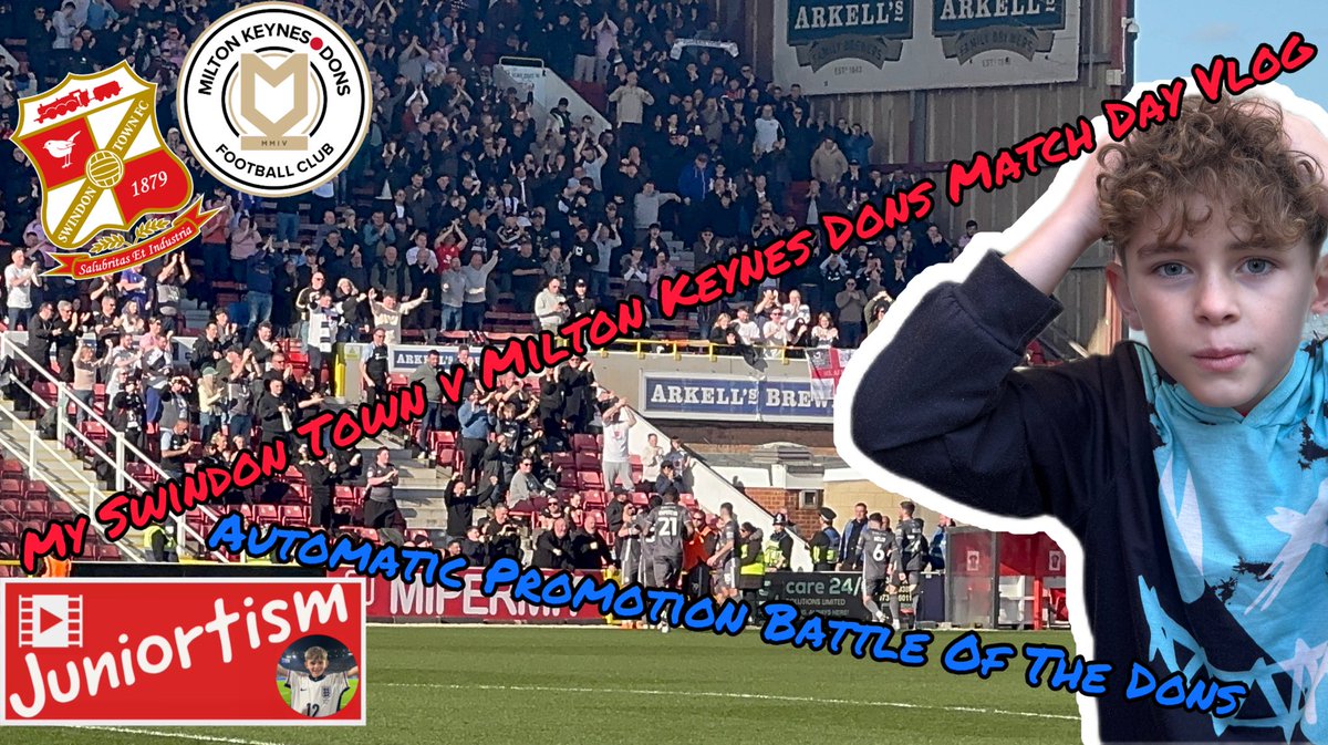 juniortism's tweet photo. Automatic Promotion Battle Of The Dons - My Swindon Town v Milton Keynes Dons Match Day Vlog

https://t.co/fL6gBGRokc

Hope you enjoy, please like, share &amp; subscribe. 

#STFC #MKDons #COYR #COYD
#ADHD #SEN #Juniortism https://t.co/78dnbNvzeu