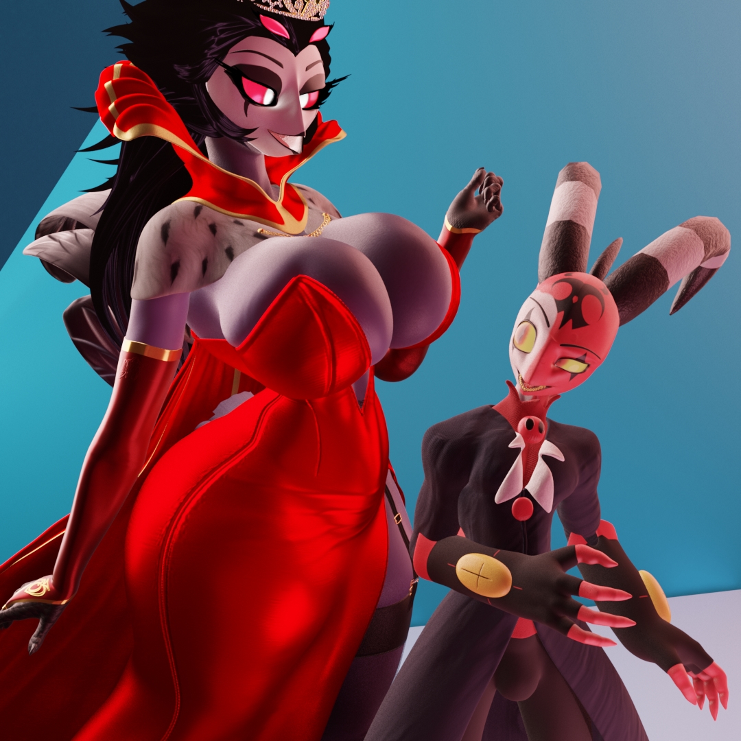 auto537's tweet photo. Blitzo meets FemStolas , also she desires him ^-^

models by @BySamzan @Chocoscorner 
#3dart #3drender #blender #helluvaboss #thicc #demon #owl #femstolas #helluvabossfanart #3dnsfw #Blitzø https://t.co/iRnWDPSd0P