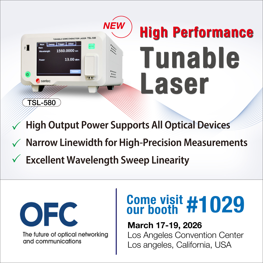 santec_corp's tweet photo. Push the limits of optical precision.
The NEW Santec TSL-580 Tunable Laser — narrow linewidth, superior sweep linearity & high output power ready for any device.
See it LIVE at #OFC2026 Booth #1029, Mar 17–19 📍LA
#LaserTech #Photonics https://t.co/0yG6cAv9Tl