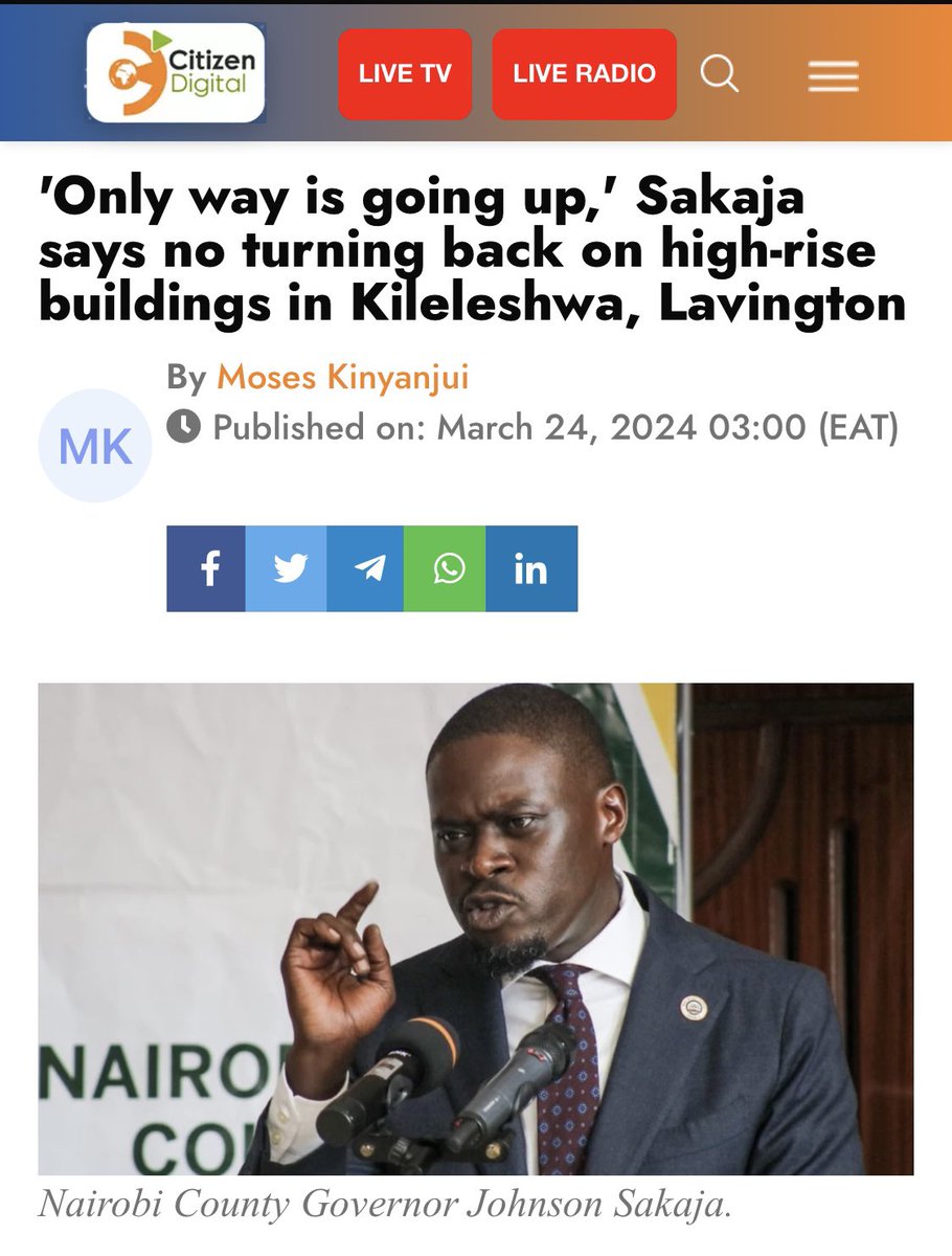 I assume he meant the people must go up. Ahh but then again Nairobi was built on a swamp. 
#ReclaimNairobi