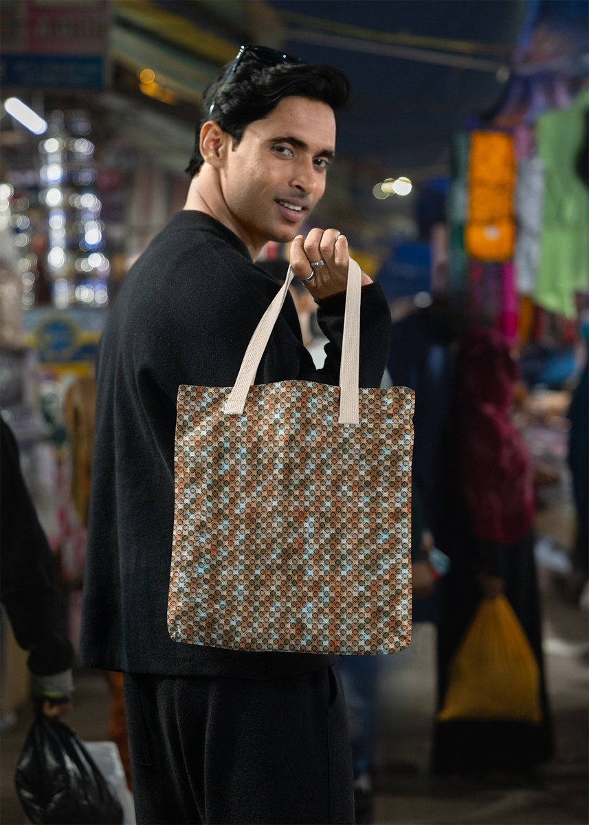 habatour20's tweet image. Carry everyday essentials in style with this #totebag featuring a mosaic of diamond shapes in warm rust and cool azure hues. The #geometricdesign gives the bag a timeless #vintageaesthetic while adding an artistic touch. Available at : redbubble.com/i/tote-bag/Mod… #totebagsforsale