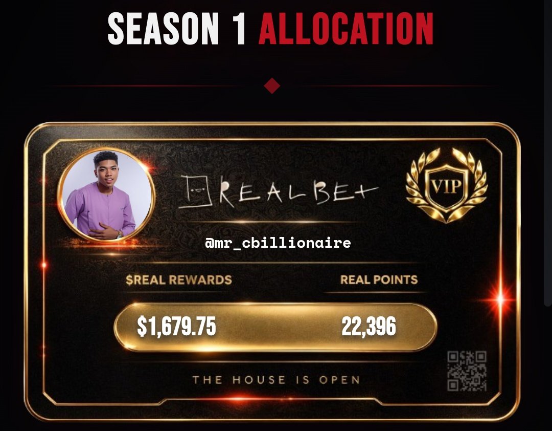 𝗨𝗽𝗱𝗮𝘁𝗲: Realbet Season 1 allocation now Live 

⏰ time: 30 secs
💳 cost: FREE

guide:
• visit » tinyurl.com/ClaimRealbet
• claim your mystery boxes
• link X and discord
• grab your card

✅ ALL DONE

disclaimer: this tweet is neither sponsored nor paid, strictly for