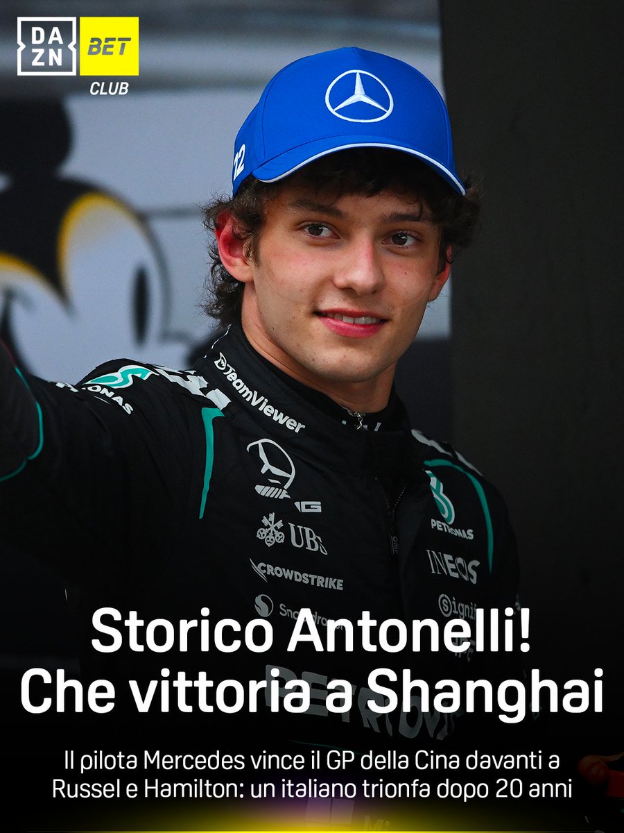 DAZN_IT's tweet image. 𝑼𝒏𝒂 𝒔𝒕𝒆𝒍𝒍𝒂 𝑰𝑻𝑨𝑳𝑰𝑨𝑵𝑨 𝒊𝒍𝒍𝒖𝒎𝒊𝒏𝒂 𝒊𝒍 𝒄𝒊𝒆𝒍𝒐 𝒅𝒊 𝑺𝒉𝒂𝒏𝒈𝒉𝒂𝒊  ￼💫​￼​
Il 19enne 𝑲𝒊𝒎𝒊 𝑨𝒏𝒕𝒐𝒏𝒆𝒍𝒍𝒊 conquista il GP della Cina 🇨🇳🫂
Un italiano torna a vincere dopo 20 anni, l’ultimo fu Fisichella 🇮🇹👏

#DAZNBetClub #DAZN