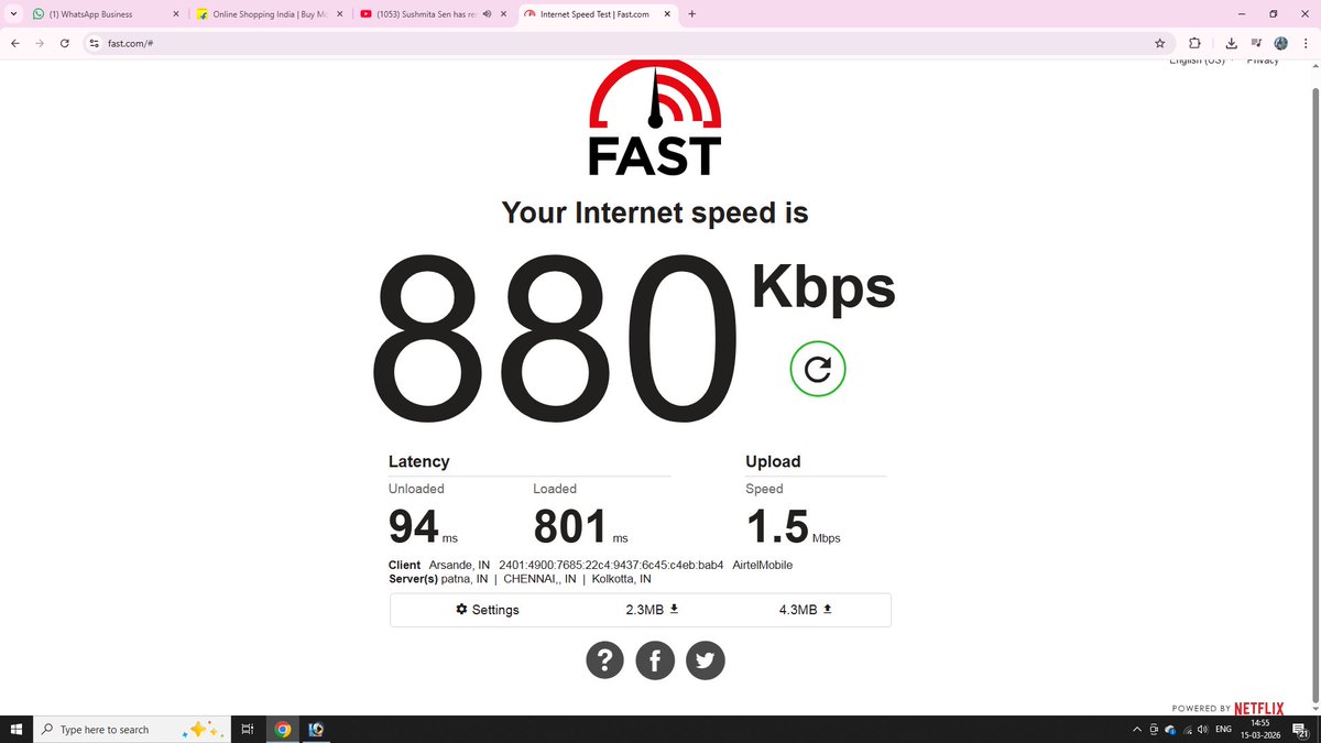 parameshwar53's tweet photo. @Airtel_Presence  ITS  YOUR AITEL WIFI SPEED https://t.co/eRAJ8YS7Hz
