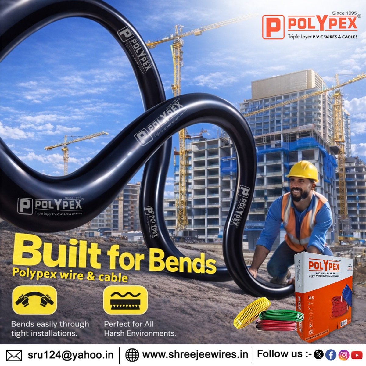 Polypex_wire's tweet photo. Built for Bends. Engineered for Excellence. 🌀💪
✅ Triple Layer P.V.C
✅ Flame Retardant
✅ Superior Flexibility
Don't just wire it—Polypex it! ⚡️
#WiringSolutions #PolypexWires #ElectricianLife #Construction #HomeImprovement #SafetyFirst #PowerSolutions #shreejeewires https://t.co/e0ssON9leN