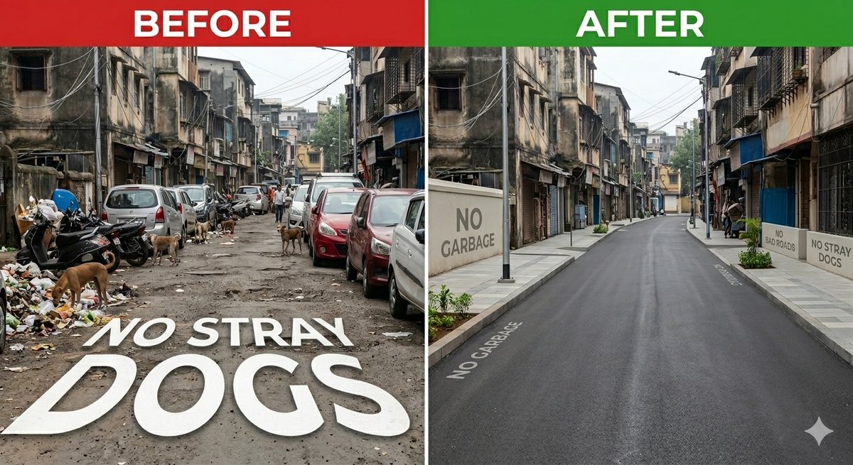 PriyankaTh95's tweet photo. ❌ NO STRAY DOGS. NO EXCUSES.
It’s time to choose between civic disorder and public safety. The "Before" is a reality we refuse to accept. The "After" is the future we demand.
Relocation to shelters is the only solution. Save our streets. ✌️
#PublicSafety 
#NoStrayDogs
#Mumbai https://t.co/wMJlJT45Ec