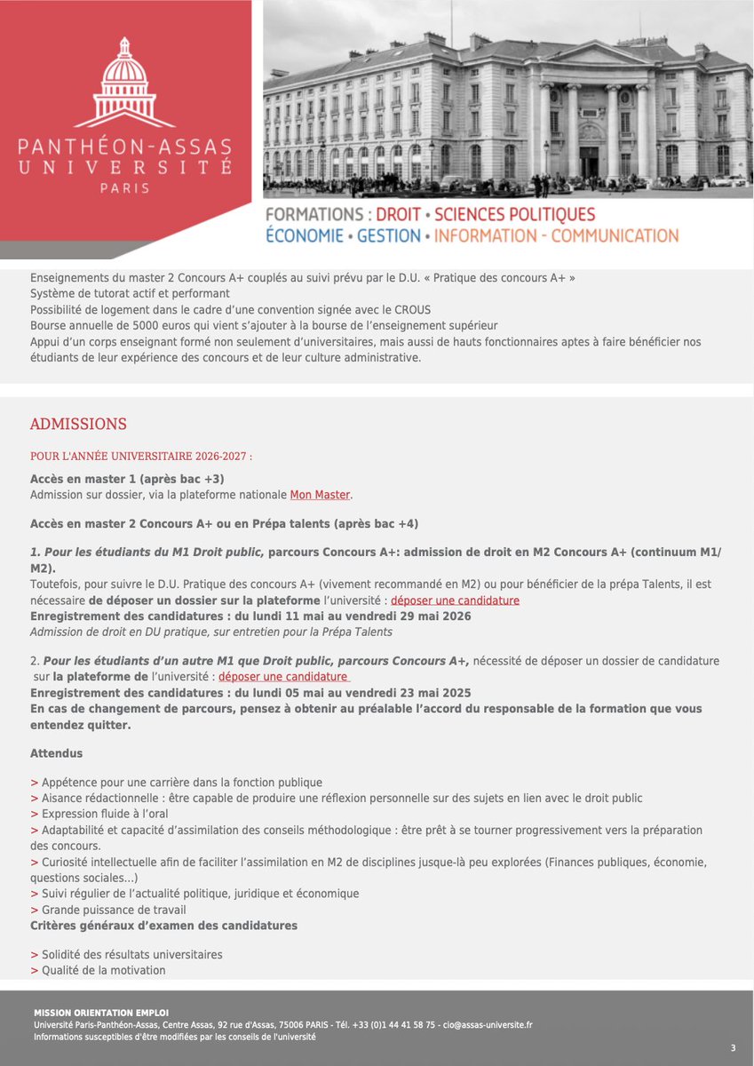 masteraplusp2's tweet photo. ⌛Plus que 1 jour pour candidater !

Les candidatures au Master 1 Concours A+ sur la plateforme nationale Mon Master se terminent bientôt.

1/3 https://t.co/BHRkoZ7ArF