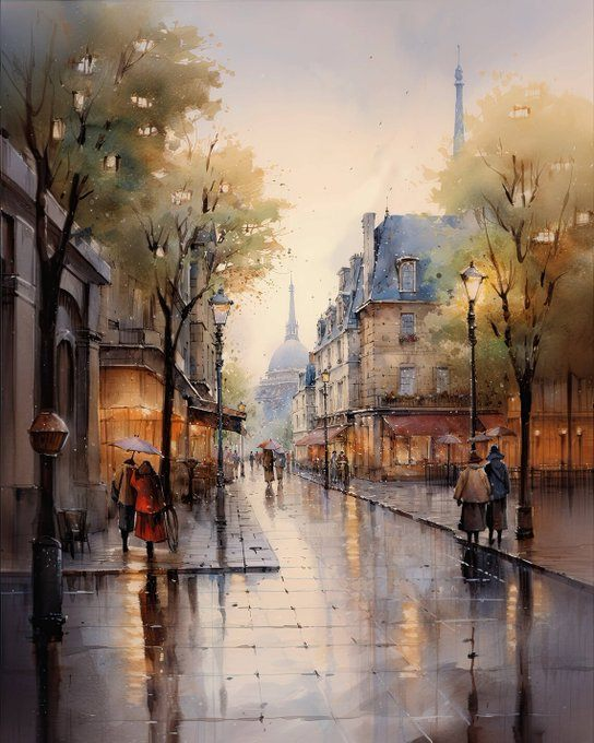 Make_u2_happy's tweet photo. 🎨Paris Watercolour, Paris Art, 
Paris Painting Digital https://t.co/dZ8chM7QmG