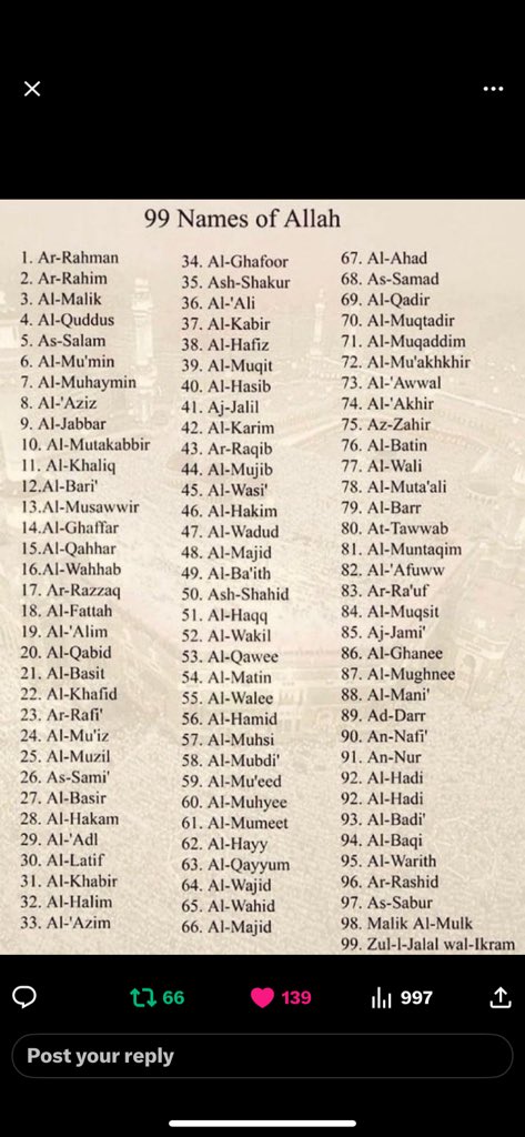 AminaYakub89623's tweet photo. Beautiful Names of Allah
Recite and repost fissabillilah https://t.co/yWrfVYigdi
