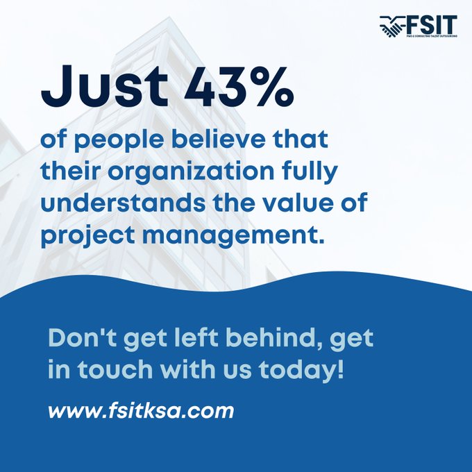 FSIT_KSA's tweet photo. A found that “nearly 60 percent of senior executives said building a strong project management discipline is a top-three priority for their companies as they look to the future."  Reach out to us today! https://t.co/4cXSGjq62z