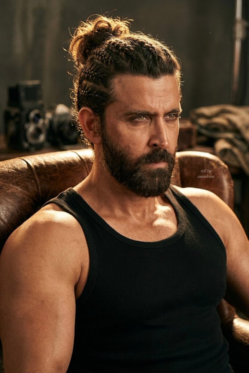 isuvashree's tweet photo. Messy hair, sharp attitude… the Hrithik Roshan rugged vibe.

#HrithikRoshan https://t.co/Qz49yUYi2E