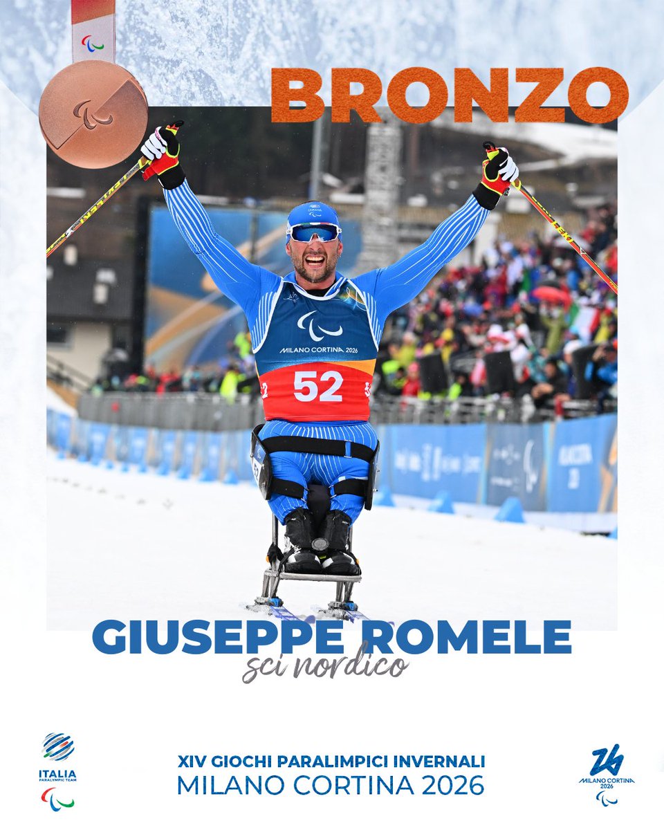 CIPnotizie's tweet photo. 🤩 GRANDE BEPPE!
Giuseppe Romele è medaglia di BRONZO 🥉 nell'Individuale 20 km uomini sitting di #scinordico https://t.co/vOrxsRao8y