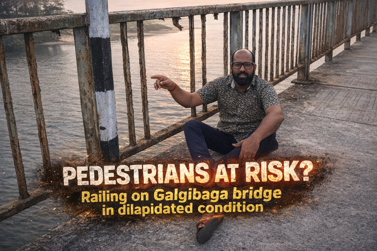 InGoa24x7's tweet photo. Pedestrians at risk? Railing on Galgibaga bridge in dilapidated condition
WATCH: https://t.co/pBHArPgQs9
#Goa #Goanews #Pedestrians #Risk #DilapidatedCondition #bridge https://t.co/gxIEXMIqEQ
