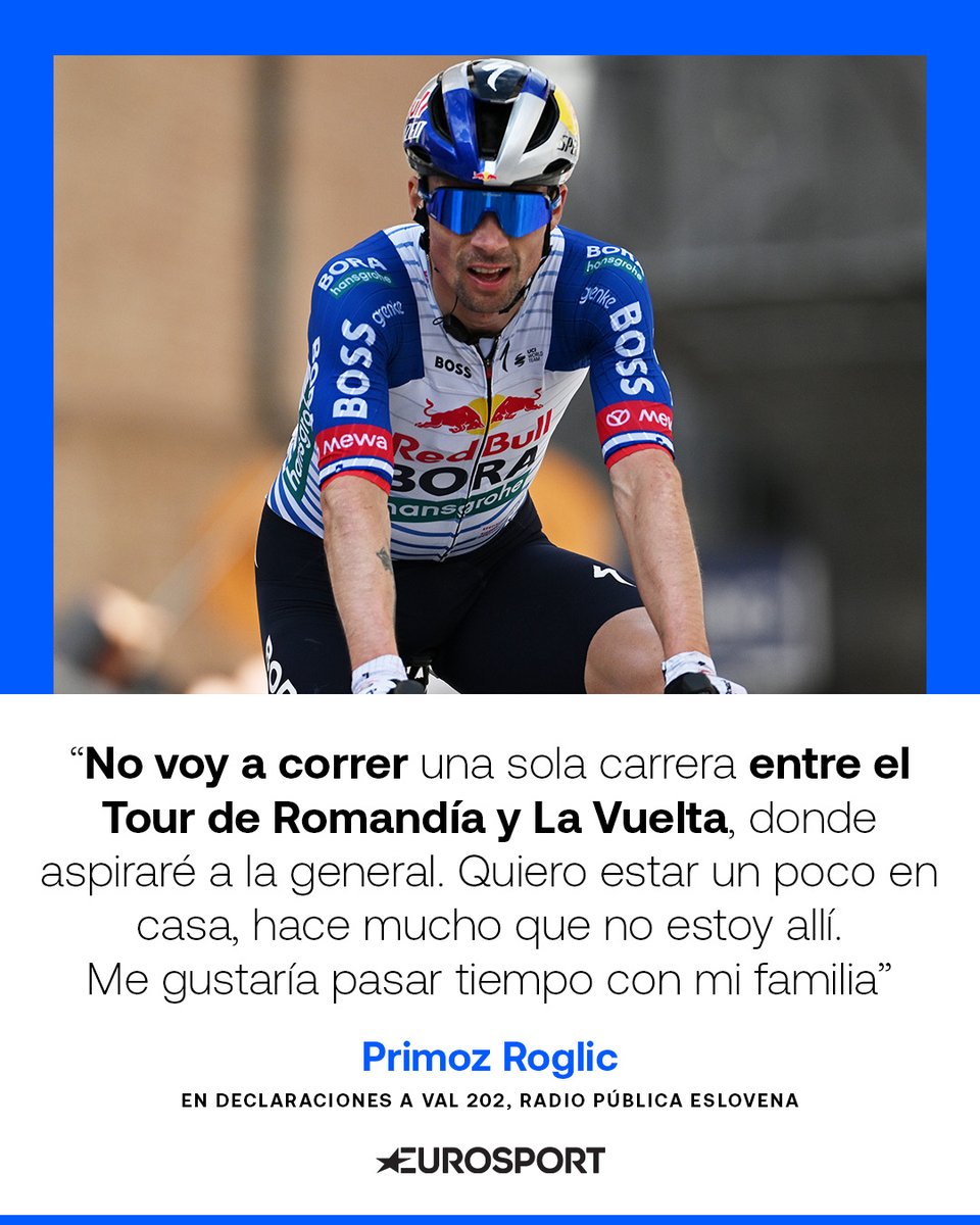 Eurosport_ES's tweet photo. 😕🇸🇮 Inquietantes declaraciones de Primoz Roglic: A sus 36 años, quiere pasar casi ¡cuatro meses! sin competir para apostar todo al 🔴 en #LaVuelta26 - https://t.co/IAmBcyOVnt https://t.co/hLDFyiGJqX