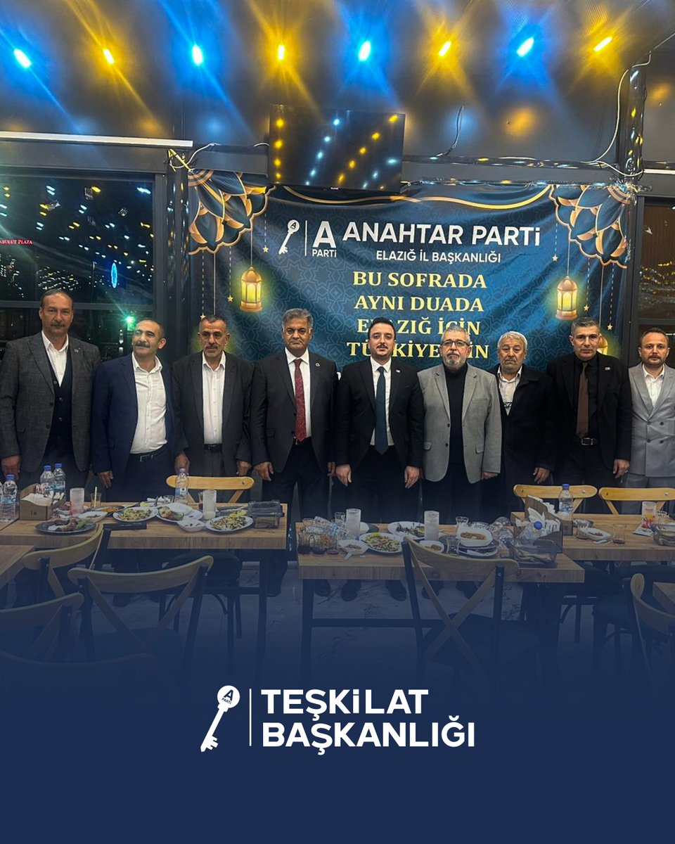 Teşkilat Başkan Yardımcılarımız Sayın Murat Tekin ve Gültekin Cavlı, Elazığ İl Başkanımız Sayın İbrahim Halil Sarışın, Tunceli İl Başkanımız Ömer Mustafa Yöntürk’ün katılımlarıyla gerçekleştirilen İftar Yemeği ve ardından İlçe Başkanları İstişare Toplantısı’nda;  teşkilat