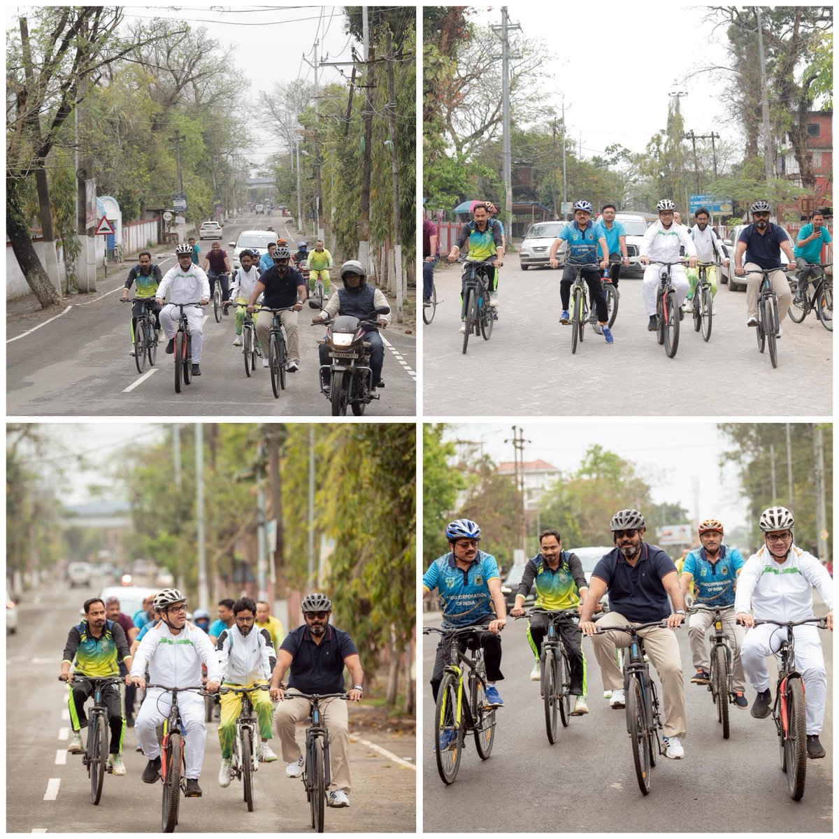 🚴‍♂️ FCI DO Jorhat organized a “Sundays on Cycle” Rally at Jorhat Stadium on World Consumer Rights Day. Respected ED (NE), GMs, DGMs from RO Assam &amp; ZO NE and staffs joined, promoting the spirit of the #FitIndiaMovement &amp; a healthy lifestyle.

<a href="/FCI_India/">Food Corporation of India</a> <a href="/fooddeptgoi/">Department of Food & Public Distribution</a> <a href="/DCJorhat/">District Commissioner, Jorhat</a>