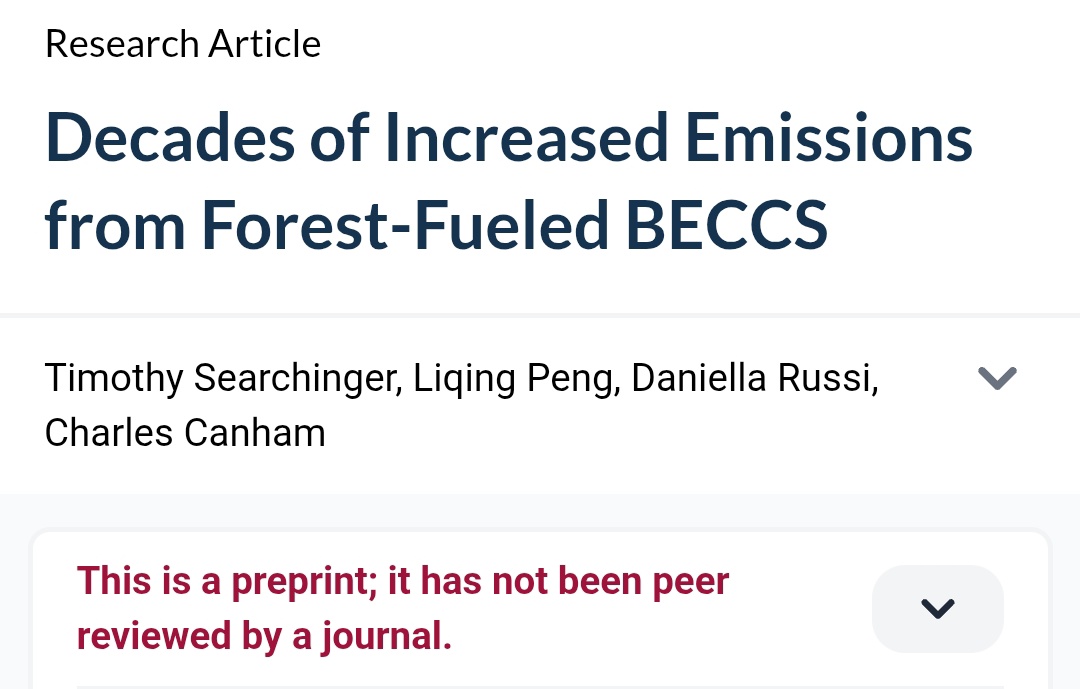 geoengineering1's tweet photo. A new study questions climate policies promoting bioenergy with carbon capture and storage (#BECCS) using wood from existing forests. 

Modeling carbon flows from forest to power generation, researchers find such BECCS systems are unlikely to deliver net negative emissions for up to 150 years and could emit more CO₂ for decades than natural gas without capture. 

The approach could also raise electricity costs about 3.5 times, suggesting forest-based BECCS may undermine climate goals.

https://t.co/V1wHTl3mkI