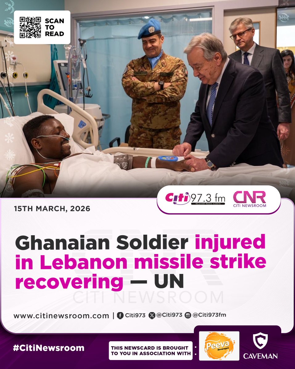 A Ghanaian soldier injured in a missile attack on a United Nations peacekeeping base in southern Lebanon earlier this month is recovering, the United Nations has said.

#CitiNewsroom #CitiFM #GhanaNews