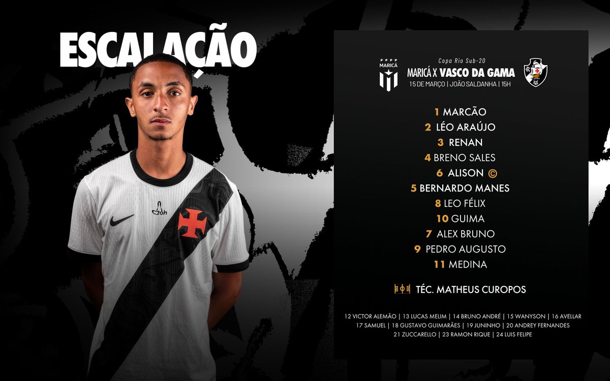 vascobase's tweet image. 📜 Crias escalados para enfrentar o Maricá, pela Copa Rio Sub-20!

#BaseForte
#VascoDaGama