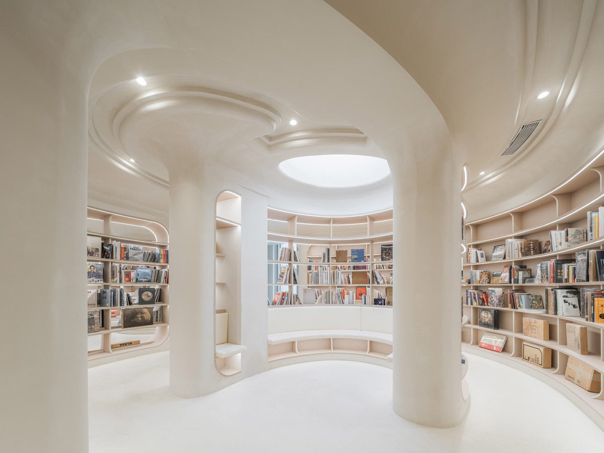 Ceramic Pages Bookshop, a futuristic bookstore designed by Wutopia Lab, China.