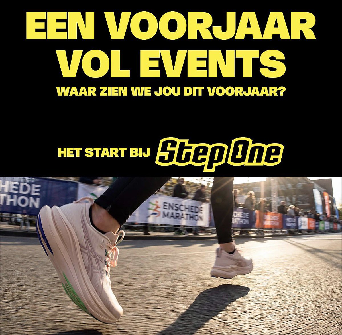 Volg onze events kalender Samen lopen is leuker. 🏃‍♀️

22 maart 
Trailschoenen test Bad Bentheim
29 maart 
HYROX training Markelo
12-13 april 
Enschede Marathon Expo
9 mei
Kastelenloop Diepenheim
12 juni
Bornsche Matenloop 

👉 steponeborne.nl/evenementen/
