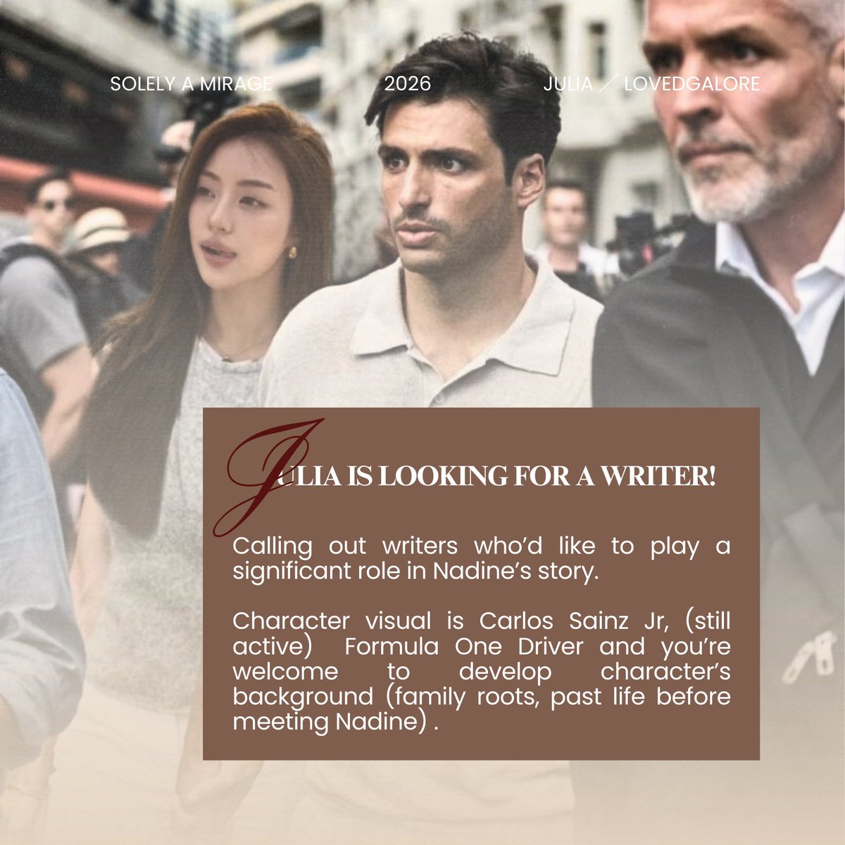 ⠀
⠀
J : RTs are appreciated. throwing my luck to find a writer who’d like to play a significant and important role for Nadine with details below. should this catch your interest, I’m only one DM away for a discussion. 
⠀ 
⠀