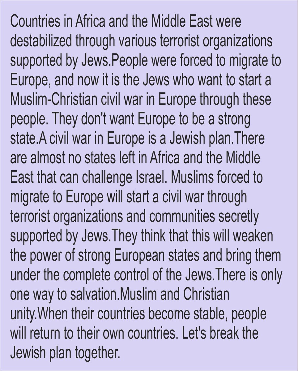 ELELE2023's tweet photo. A century ago you expelled Jews from Europe to the Middle East; now the Jews are coming to take revenge on you by using Muslims.
#BBECglobal #UK #USA #Canada #Ireland #France #Australia #Germany #Spain #America #TelAviv #IranWar2026 #EspanaTurquia #IranlsraelUSWar #Iran https://t.co/NWRsjzJW20