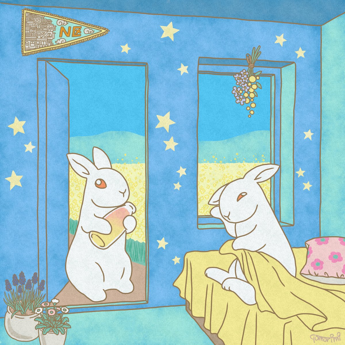 「春を詰めた長閑瓶(のどかびん)屋さんも春を配達してくれています」|第N無人居住区のイラスト