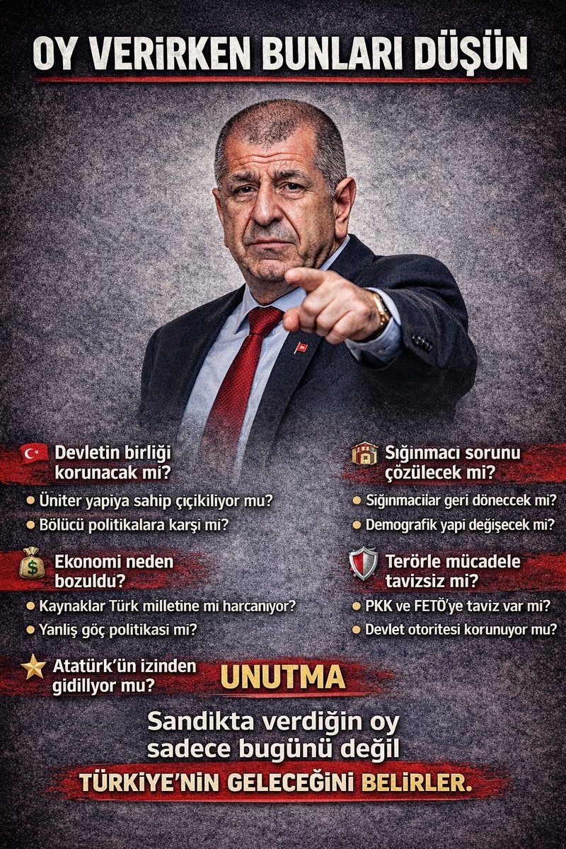 📍Zafer Partisi ve Ümit Özdağ, yalnızca bir siyasi tercih değil, Türkiye Cumhuriyeti'nin üniter yapısının, milli kimliğinin ve devlet egemenliğinin teminatıdır. <a href="/umitozdag/">Ümit Özdağ</a> <a href="/zaferpartisi/">Zafer Partisi</a>