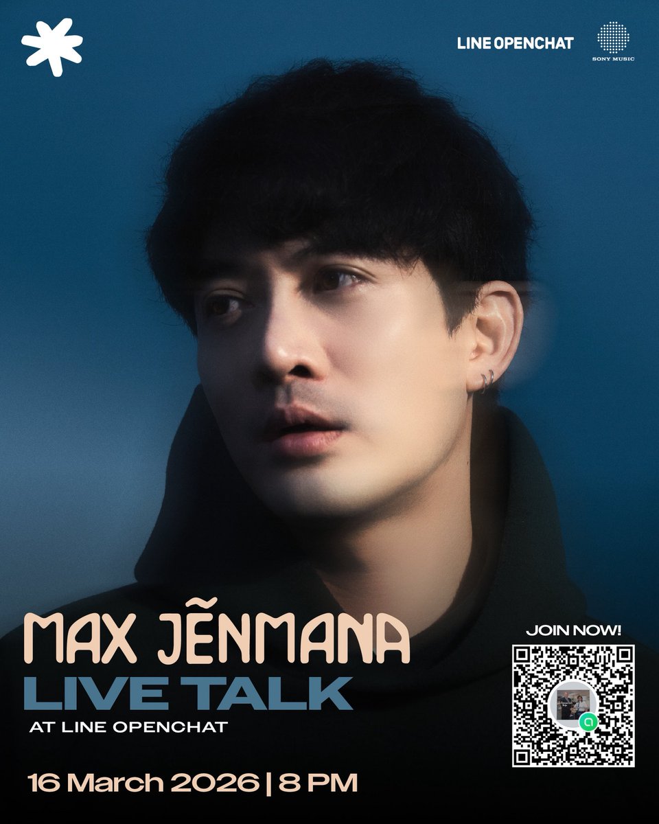 SonyThaiArtists's tweet photo. Max Jenmana
🔴Live Talk at LINE OpenChat
.
📍 16 มีนาคมนี้ | 2 ทุ่มตรง
เข้ามาพูดคุยกับพี่แม็กซ์แบบเรียลไทม์ได้ที่
LINE OpenChat เลย !!
.
📢 แล้วมาพูดคุย อัปเดตข่าวสาร ประกาศสำคัญต่างๆ
ก่อนใครได้ทางด้อม Max Jenmana
__
#MaxJenmana
#LINEOpenChat
#sonymusicthaiartists https://t.co/rnD9B5tzXd