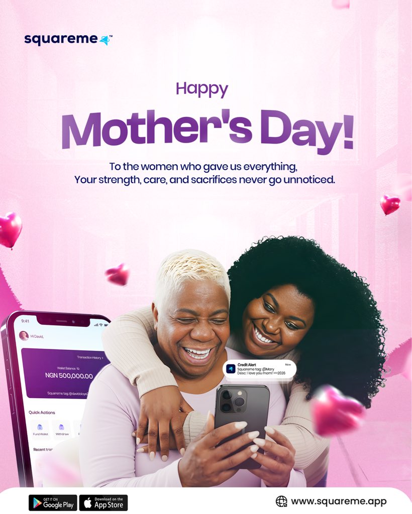 squaremeafrica's tweet photo. Today we celebrate the women who gave us everything, the sacrifices, the care, and the endless support.
Happy Mother’s Day to every amazing mum out there.
.
.
.
#happymothersday #motheringsunday #squareme #fintechstartup https://t.co/lEboMtMtMh