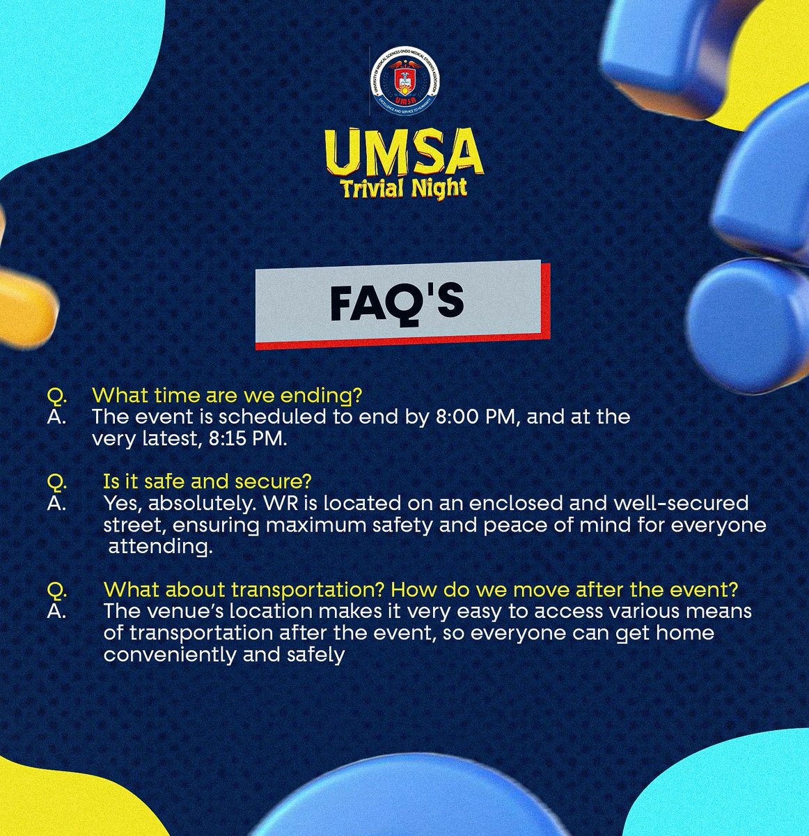 Day 13 of Just Showing Up 

Case Study: UMSA Trivia Night

This project was fun, I won’t lie. Sometimes you just let contrasting colours and shapes tell the story.

Thank you UMSA once again.
And shoutout to Olly (D.O. Socials) for the trust.