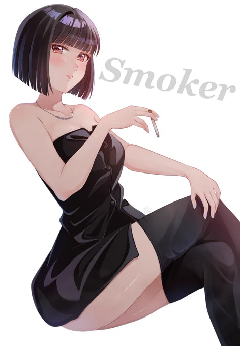 白背景ver. 白背景だとキャラが引き立っていいねっ! #伊波杏樹さんを可愛く描けるようになりたいの会 #Smoker #伊波杏樹