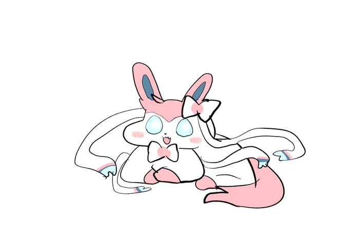 ちなみにこれは普通に描いたニンフィアと、うろ覚えで描いたニンフィア